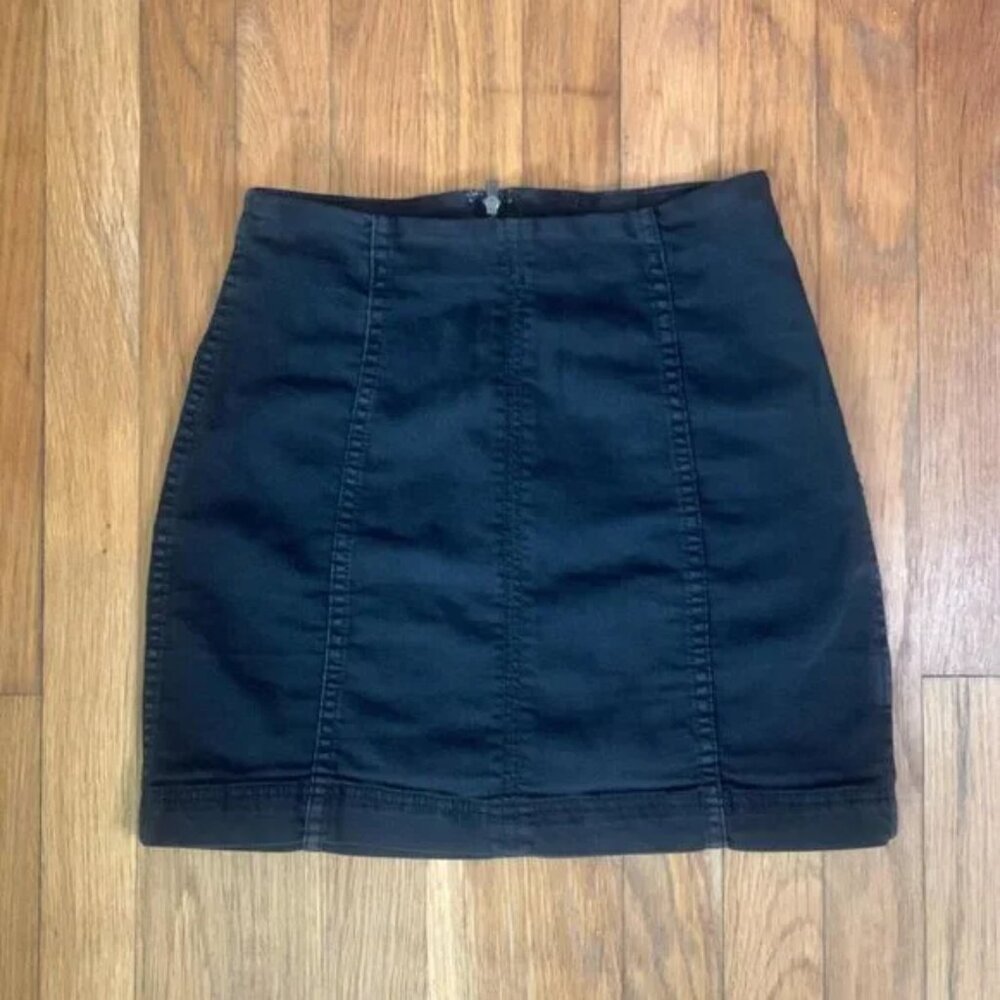 Free People Modern Femme Black Grey Mini Denim Jean Skirt Women’s Size 0 / XS